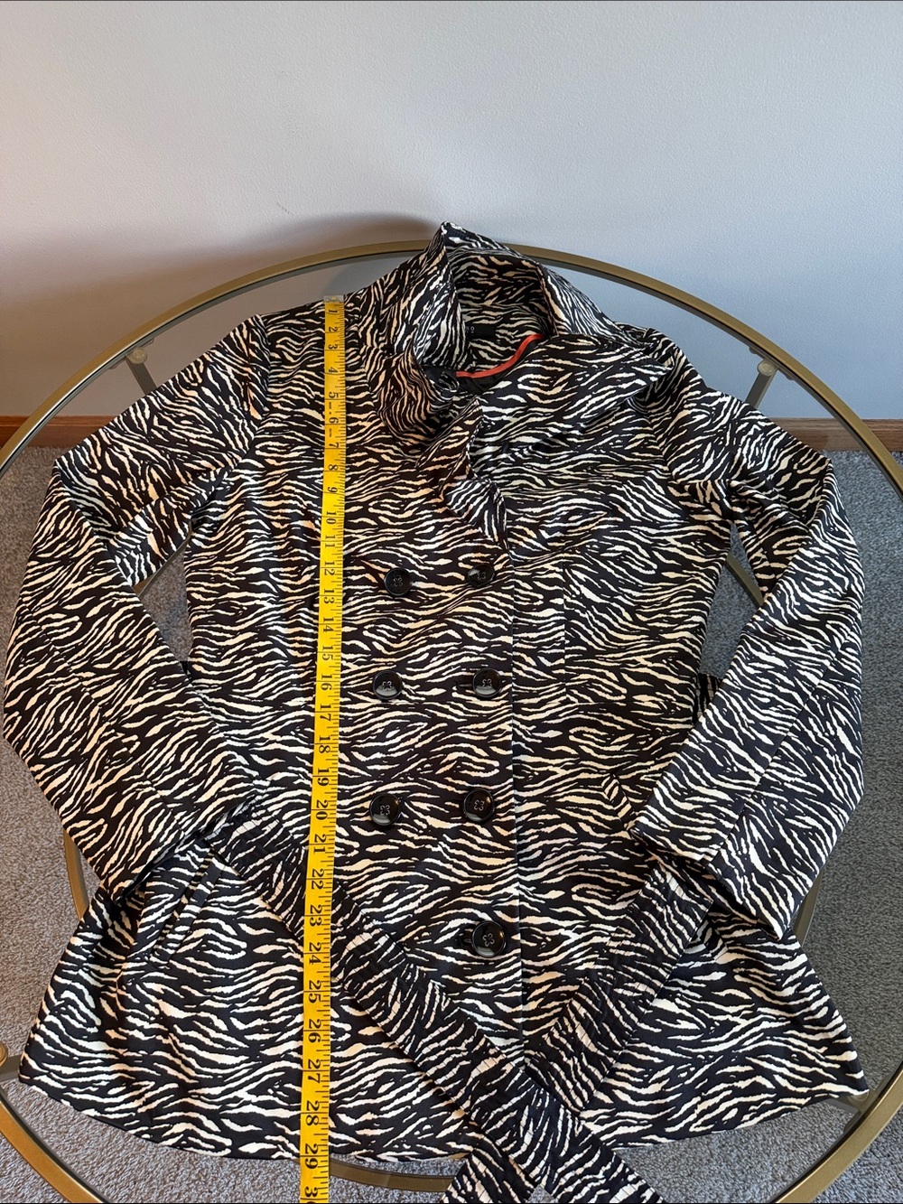 Sandro Studio Double Breasted Zebra Trench Coat Size M - Picture 12 of 16